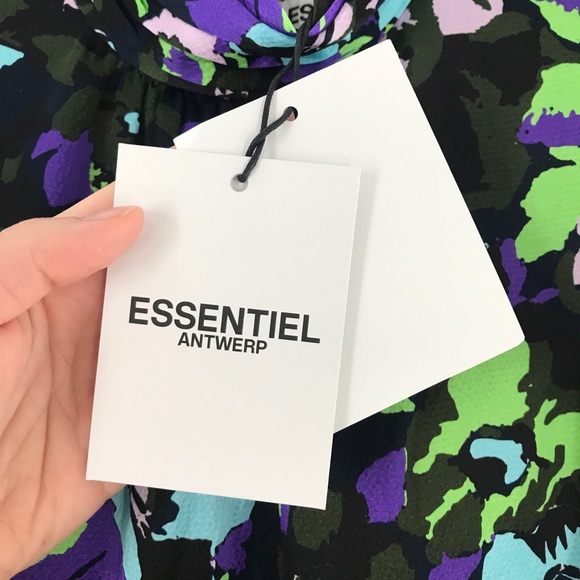 NWT Essentiel Antwerp Wengling Silk Mock Neck Floral Tie Sash Winter 2020 Dress - Picture 10 of 16